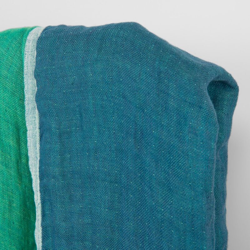 Linen fabric double sided blue and cool green, washed 7 Linen fabric double sided blue and cool green, washed