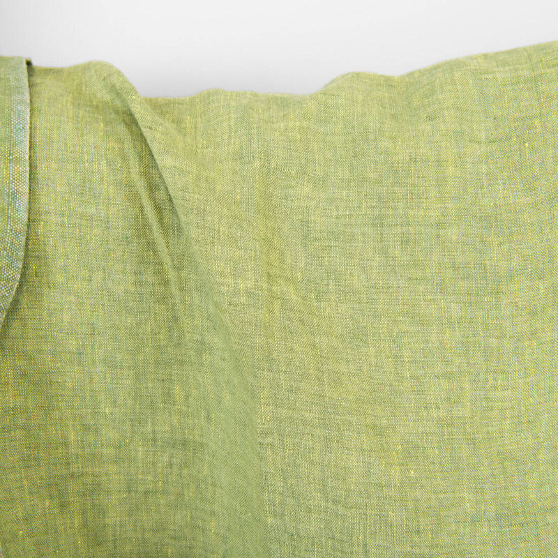 Linen fabric light yellow and green melange, washed