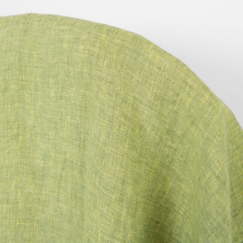 Linen fabric light yellow and green melange, washed