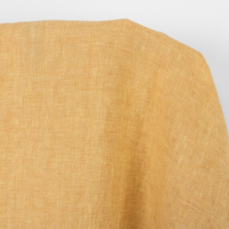 Linen fabric light yellow and clay melange, washed