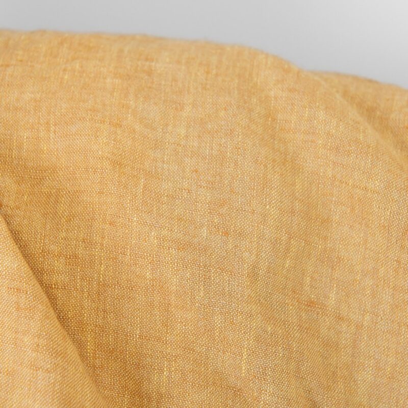 Linen fabric light yellow and clay melange, washed
