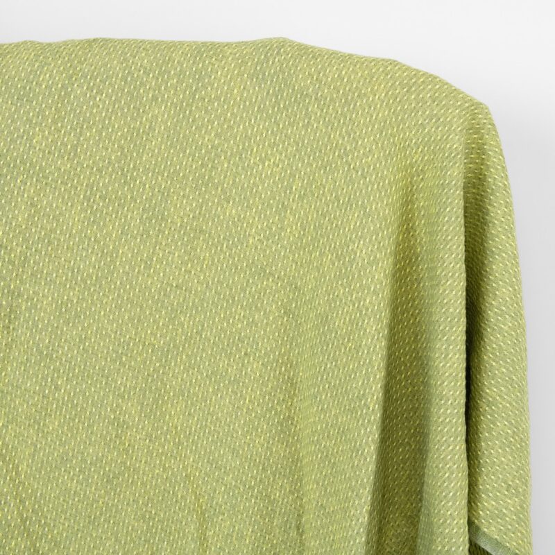 Linen fabric light yellow and green green polka dot, washed
