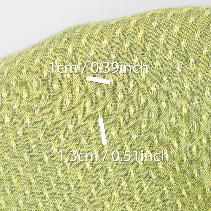 Linen fabric light yellow and green green polka dot, washed