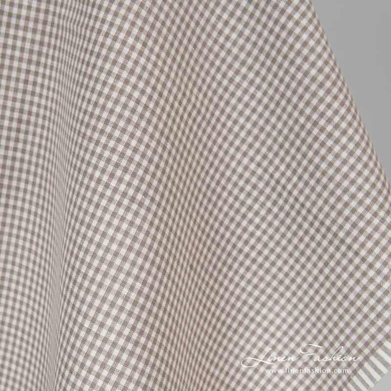 Linen cotton fabric in fine grey-white checks 7 Grey white checked linen cotton fabric.