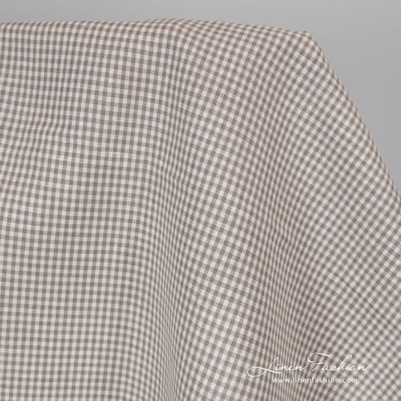 Linen cotton fabric in fine grey-white checks 6 Linen cotton fabric in grey white checks.