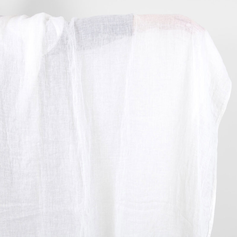 Linen fabric sheer optical white, washed