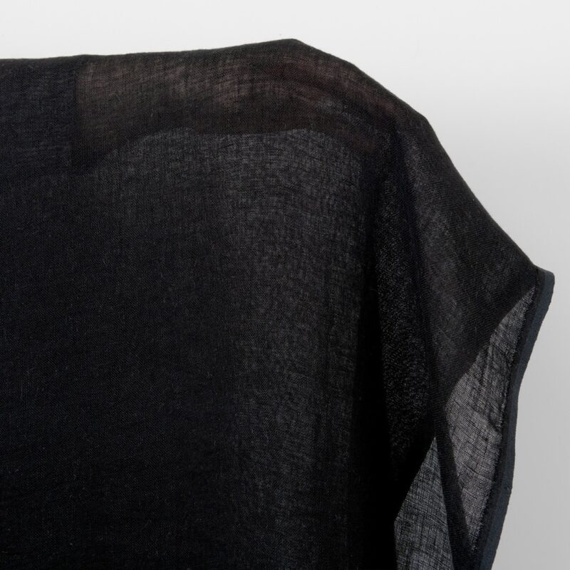 Linen fabric sheer black, washed