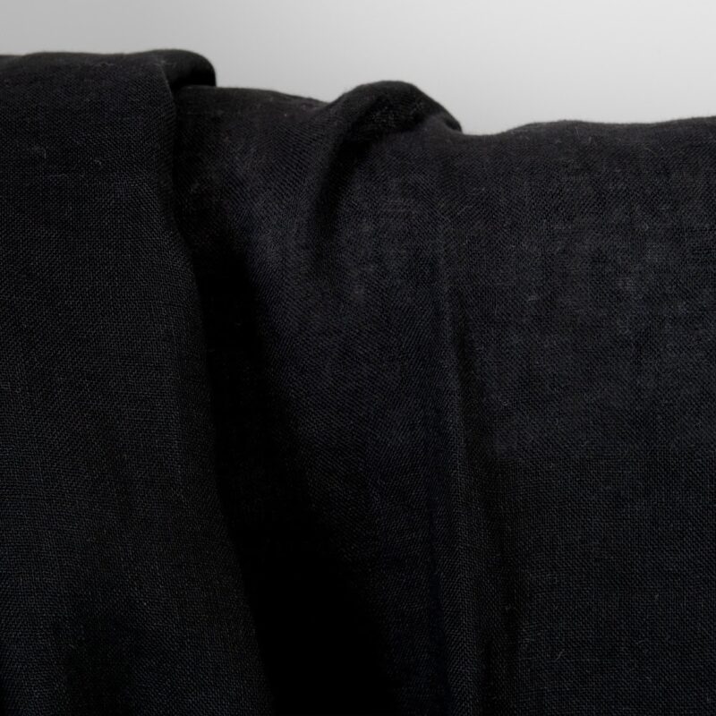 Linen fabric sheer black, plain weave