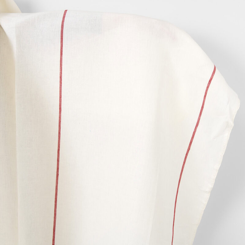Linen fabric plain off-white with red stripes 4 Linen fabric plain off-white with red stripes