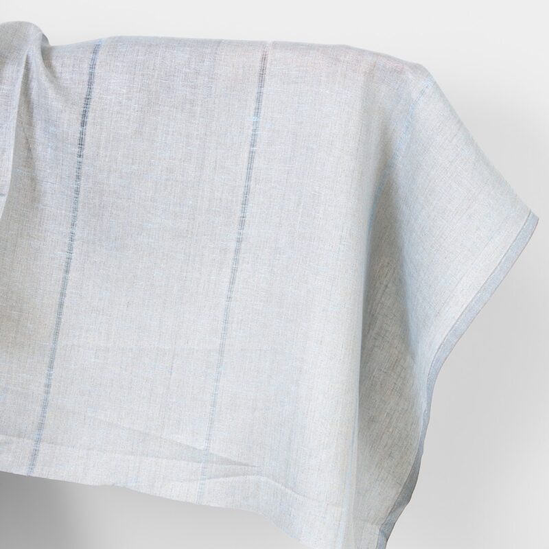 Linen fabric blue and natural with stripes 4 Linen fabric blue and natural with stripes