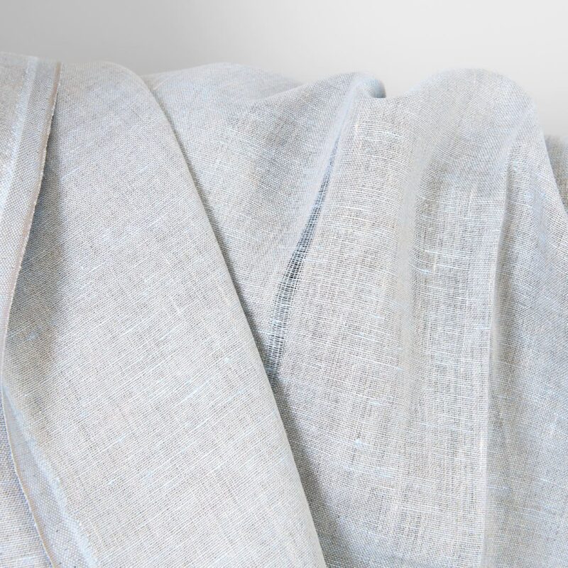 Linen fabric blue and natural with stripes 5 Linen fabric blue and natural with stripes, openweave