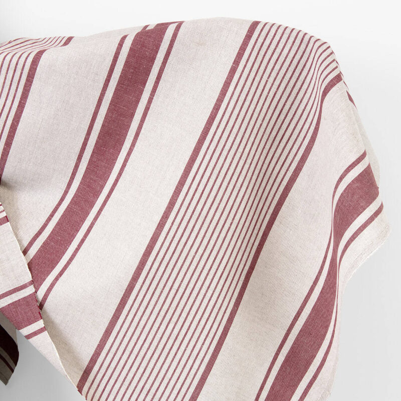 Linen cotton fabric beige with brown stripes 5 Linen cotton fabric beige with brown stripes