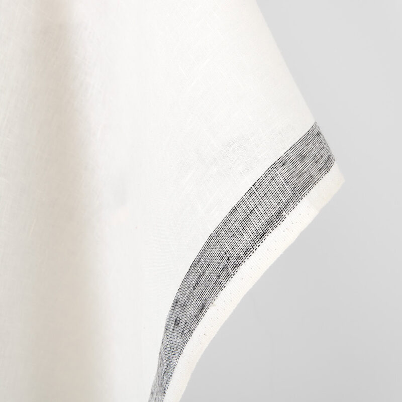 Linen fabric off-white with black stripes