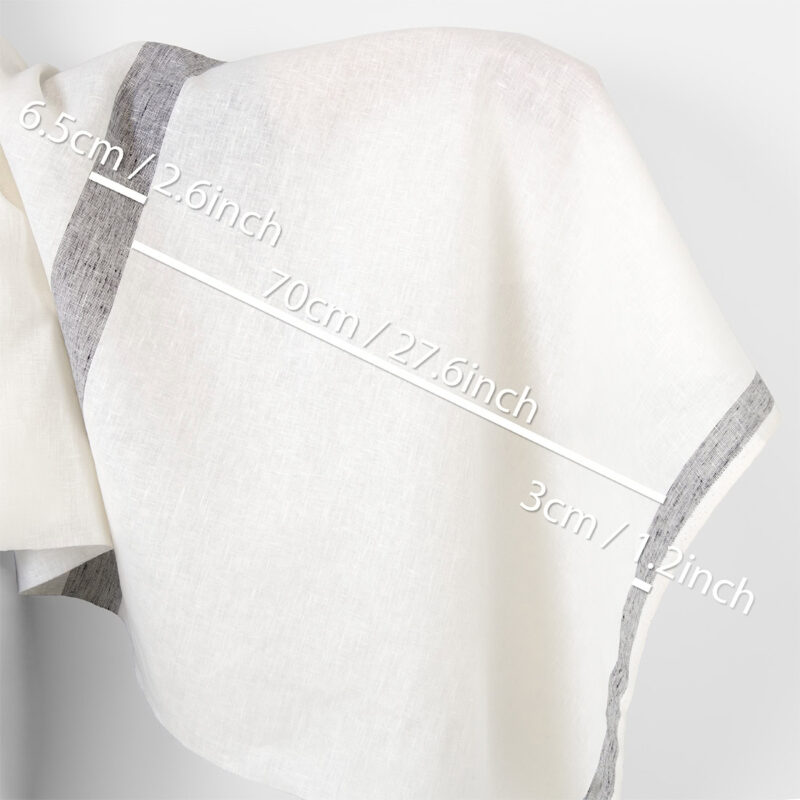 Linen fabric off-white with black stripes