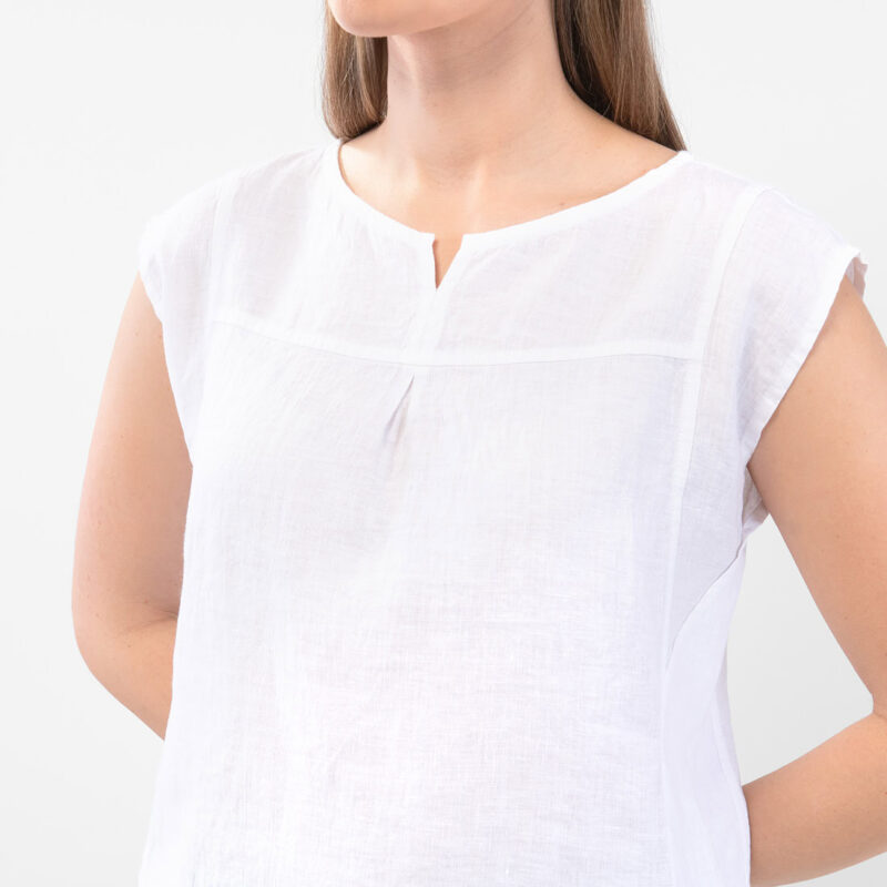 YUTA Blouse white 9 YUTA Linen optical white blouse, round neckline