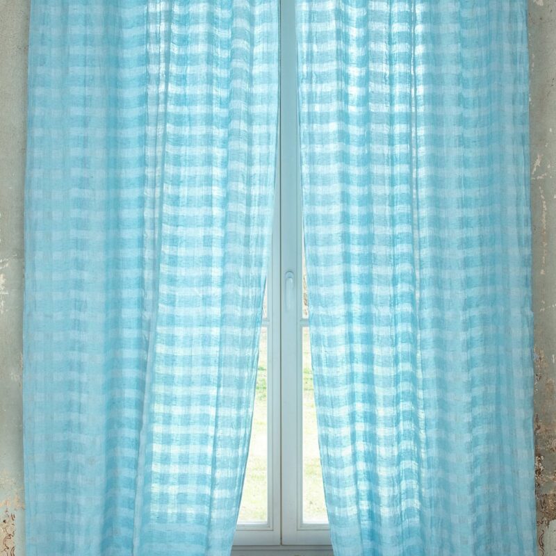 KORI Curtain light blue 7 KORI Curtain light blue, with sheer checks