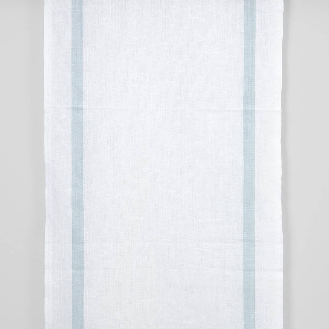 Narrow linen cotton fabric white with blue stripes