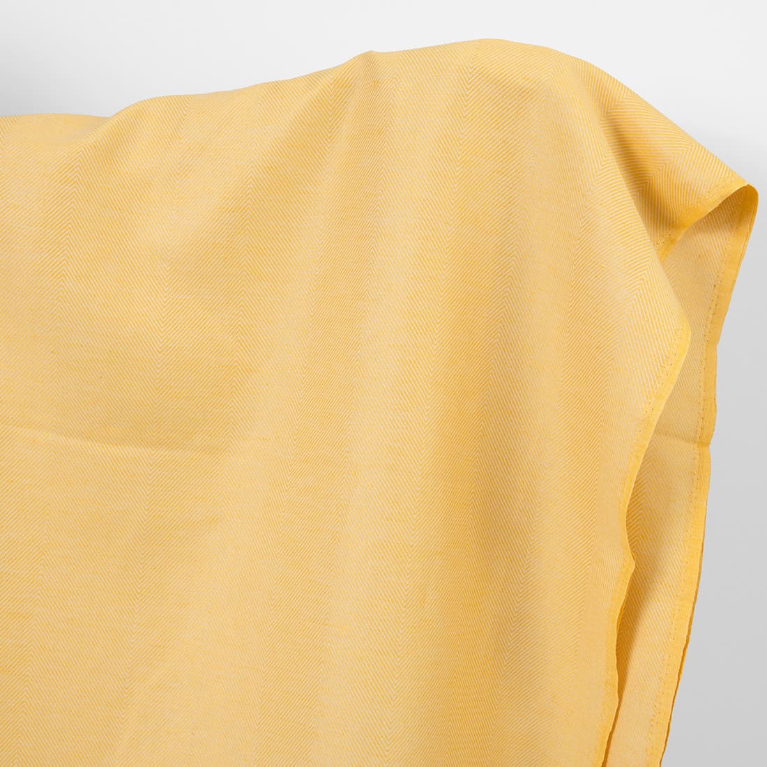 Linen cotton fabric yellow and white herringbone