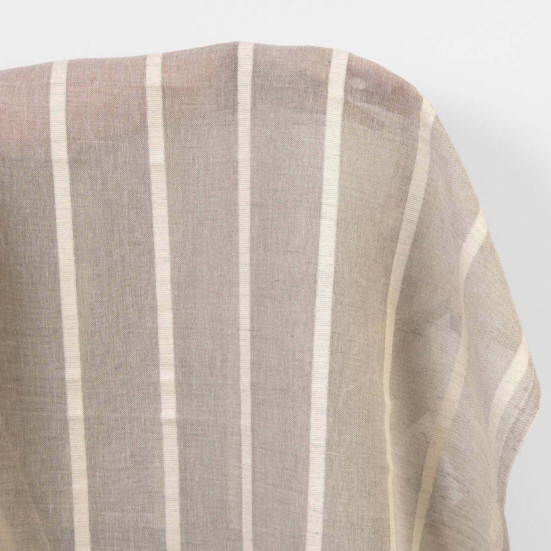 Lightweight linen cotton fabric natural with white stripes