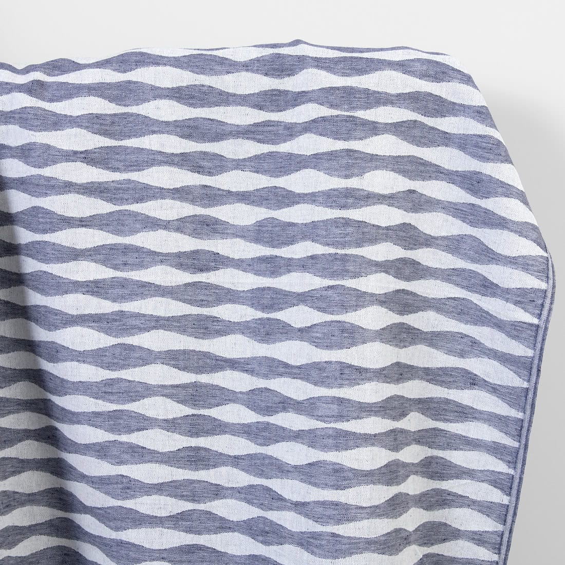 Linen cotton fabric blue wavy stripe jacquard