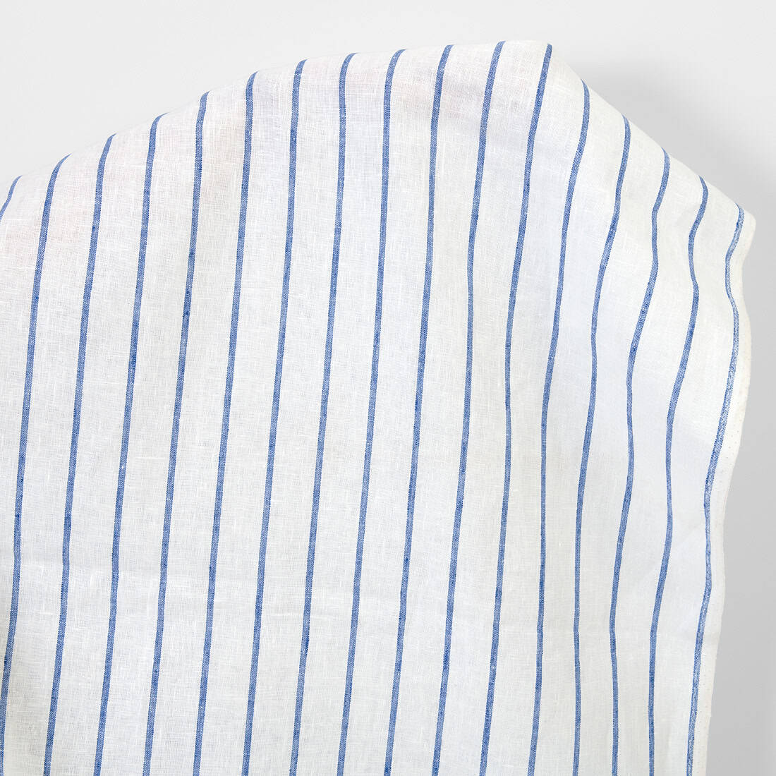Linen fabric white with blue stripes